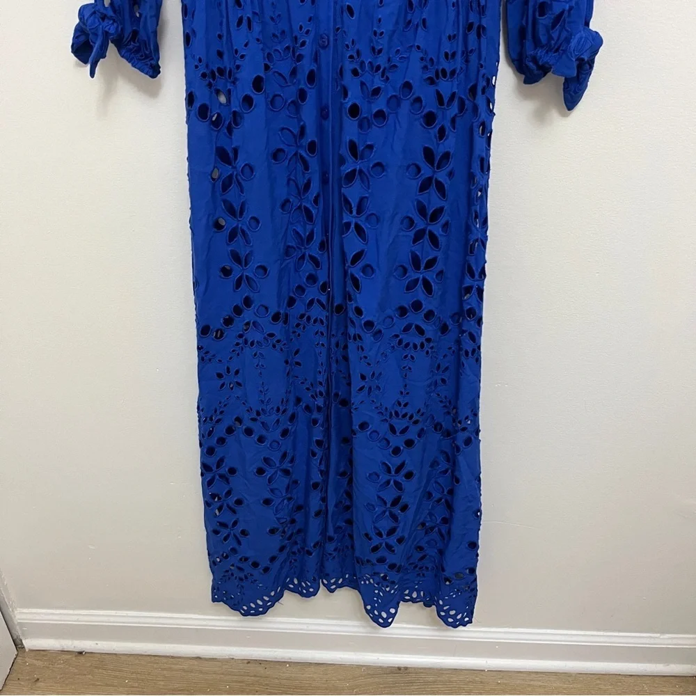 Lilly Pulitzer Borealis Blue Amrita Midi Eyelet Shirtdress Sundress Size 0 - Picture 5 of 7